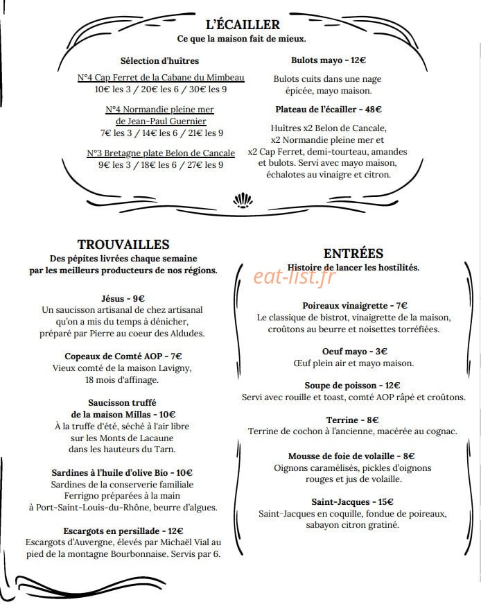 Brasserie Charlie — carte page 1