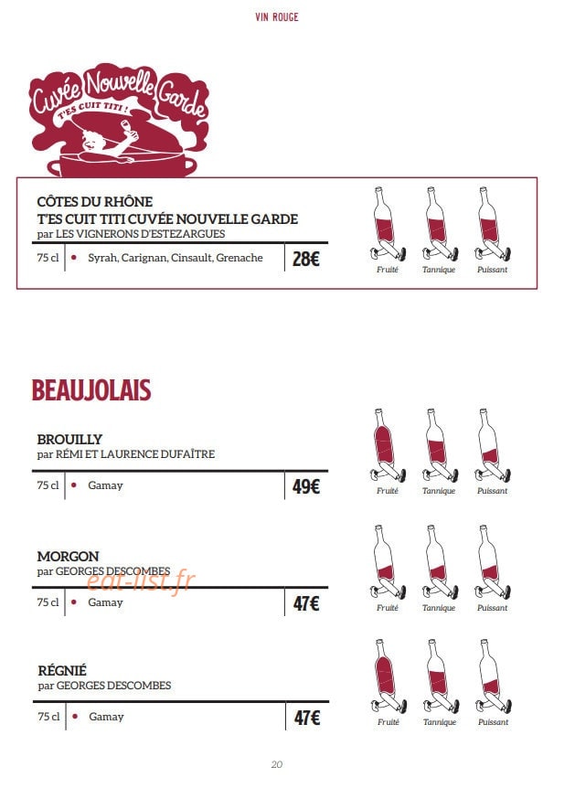 Brasserie Charlie — carte page 28