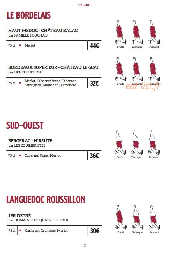 Brasserie Charlie — carte page 25