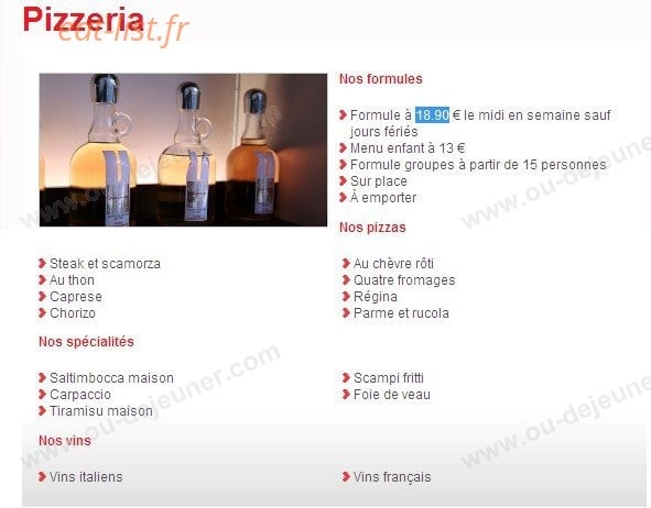 Chez Livio — carte page 1