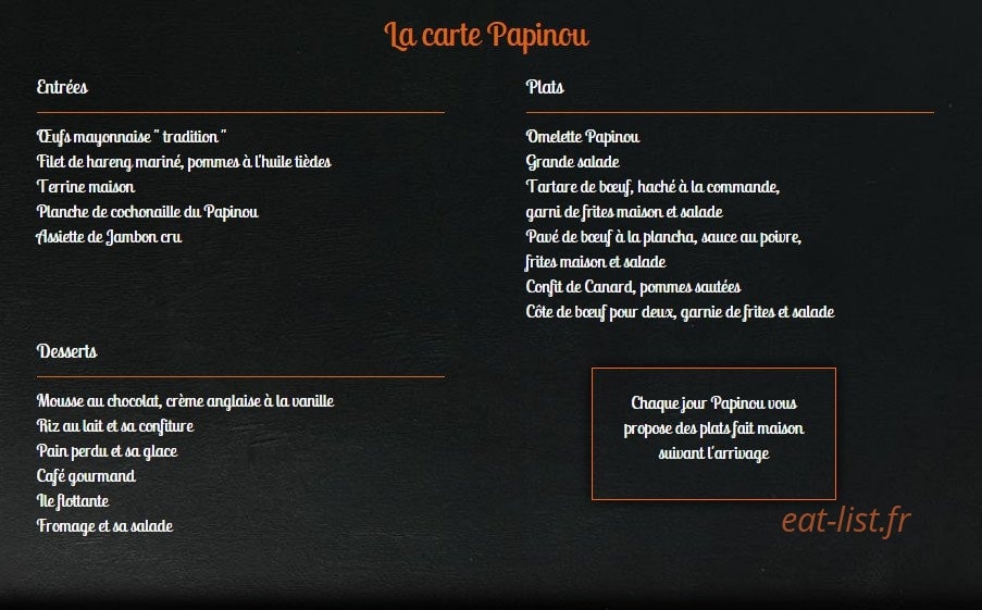 Chez Papinou — carte page 1