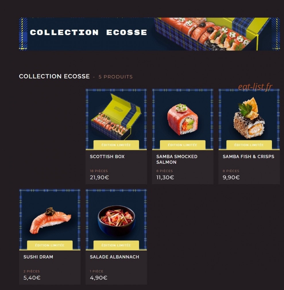 Côté Sushi — carte page 1