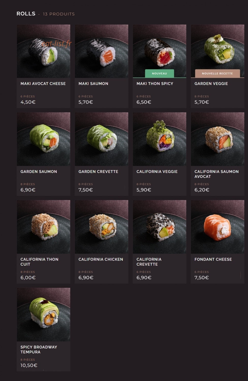 Côté Sushi — carte page 9