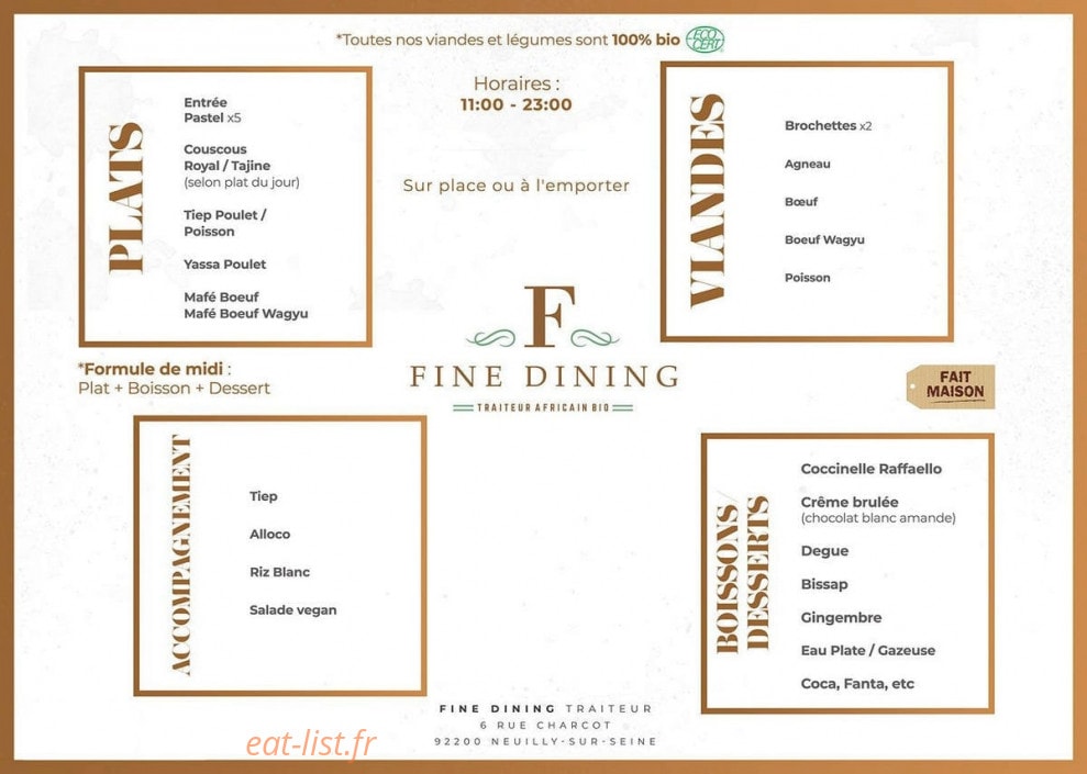 Fine Dining — carte page 1