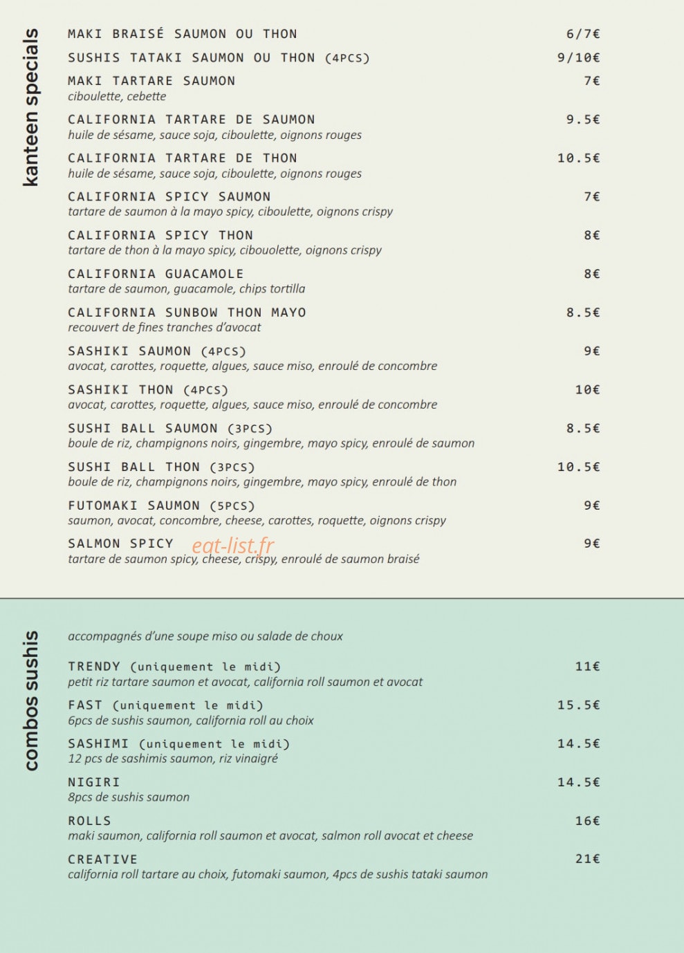 Kanteen — carte page 3