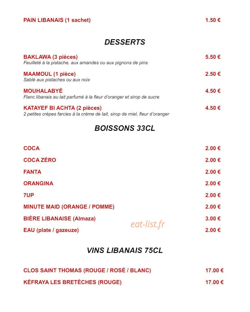 L'émir Traiteur — carte page 6