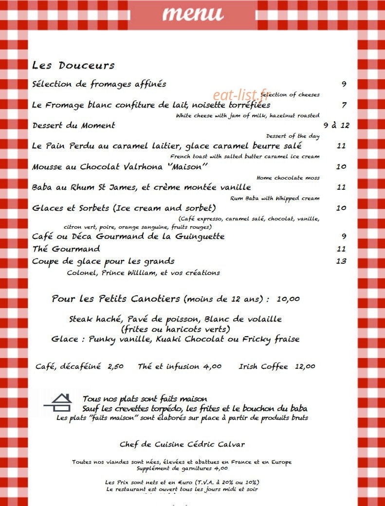 La Guinguette de Neuilly — carte page 2