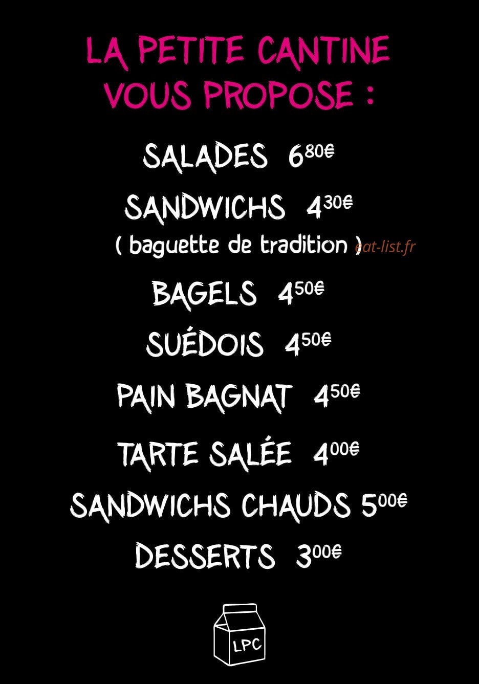 La Petite Cantine — carte page 2