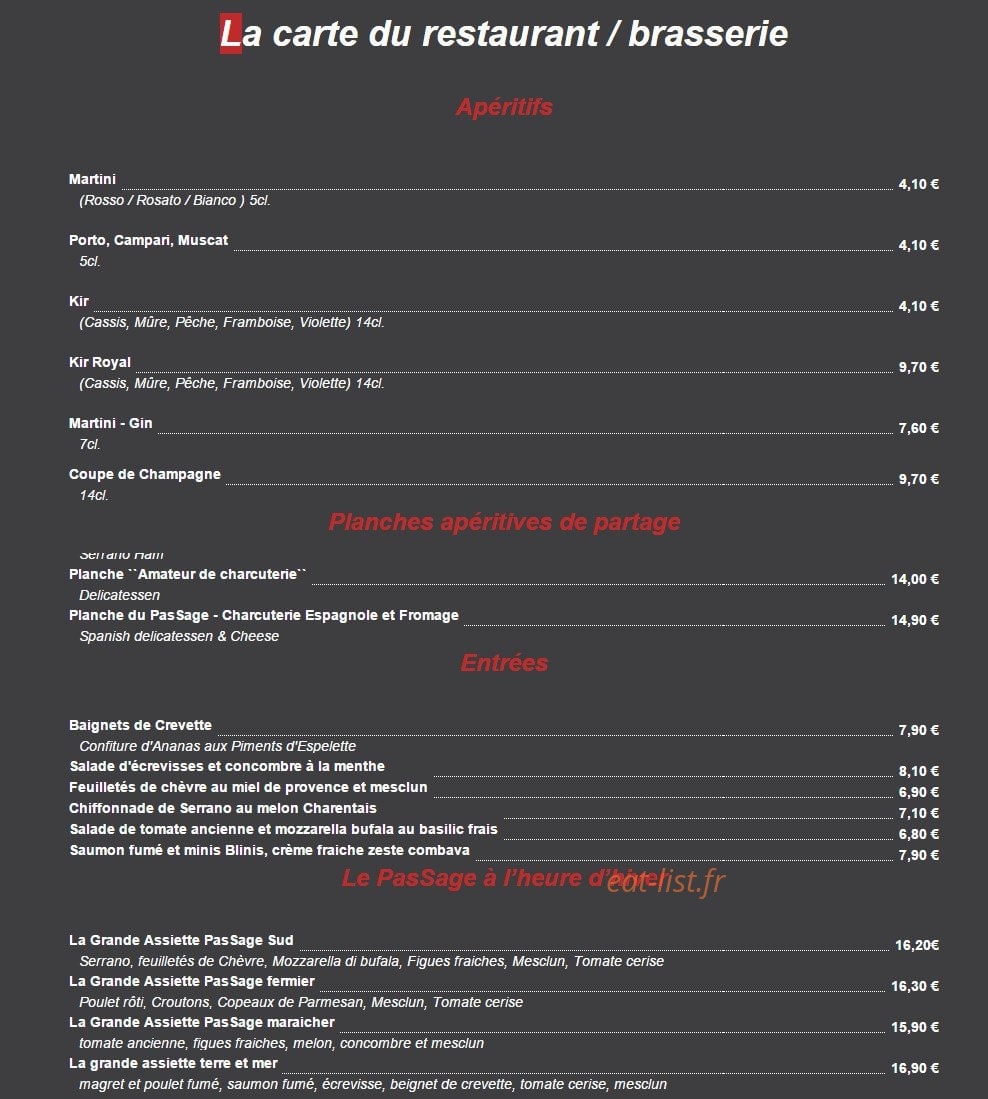 Le PasSage — carte page 1