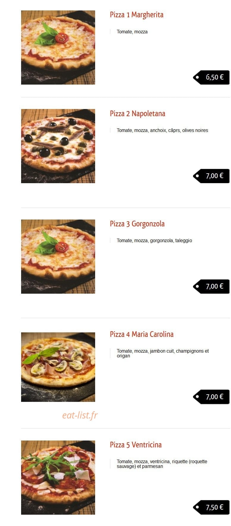 Matteo Pizza — carte page 1