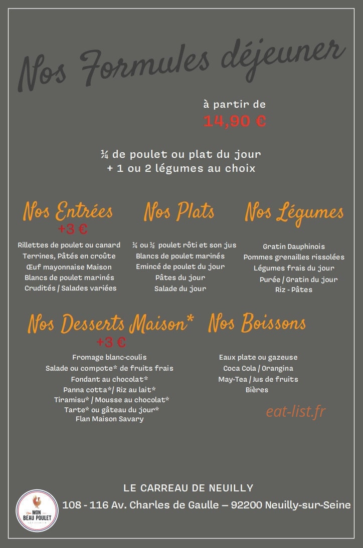 Mon Beau Poulet — carte page 1