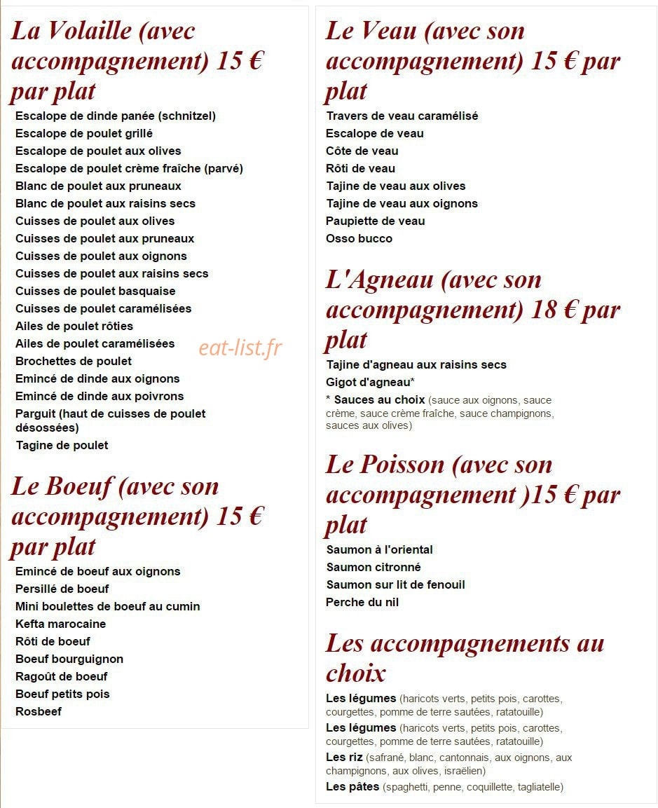 Neuilly traiteur — carte page 1