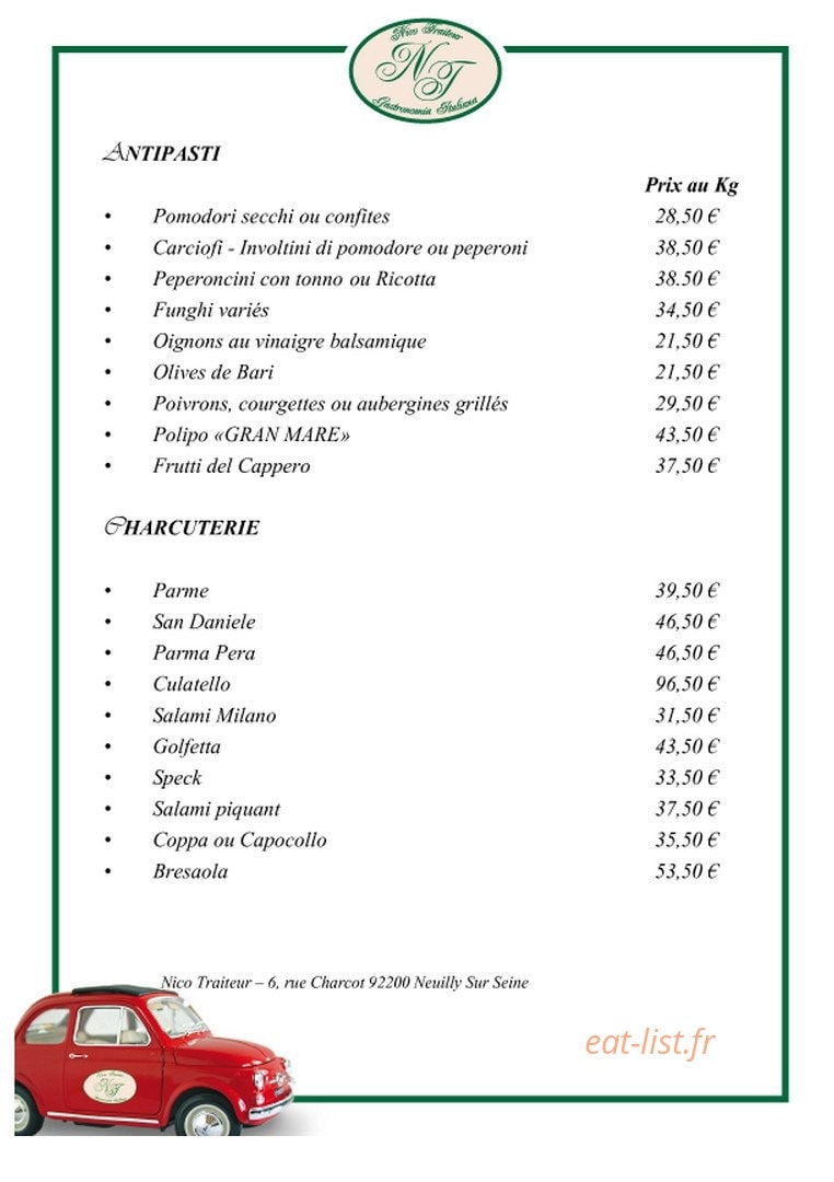 Nico-traiteur — carte page 1