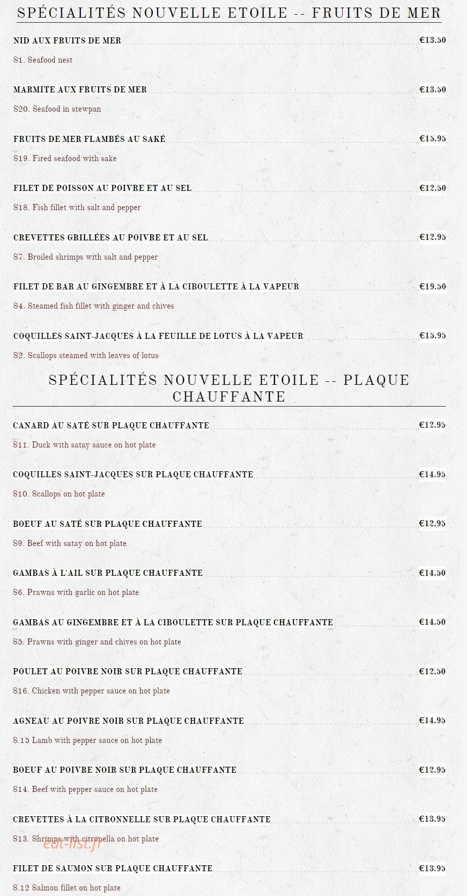 Nouvelle Etoile — carte page 2