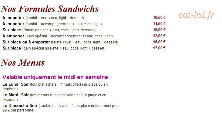 Oz Restaurant — carte page 10