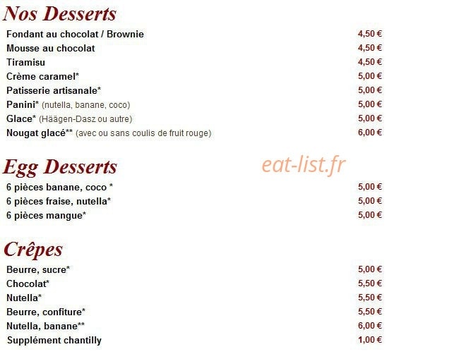 Oz Restaurant — carte page 11