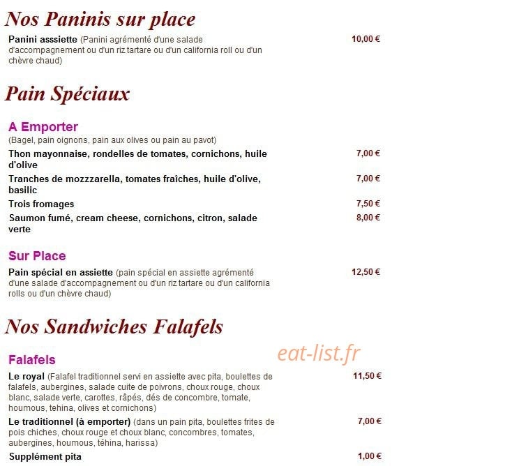 Oz Restaurant — carte page 8