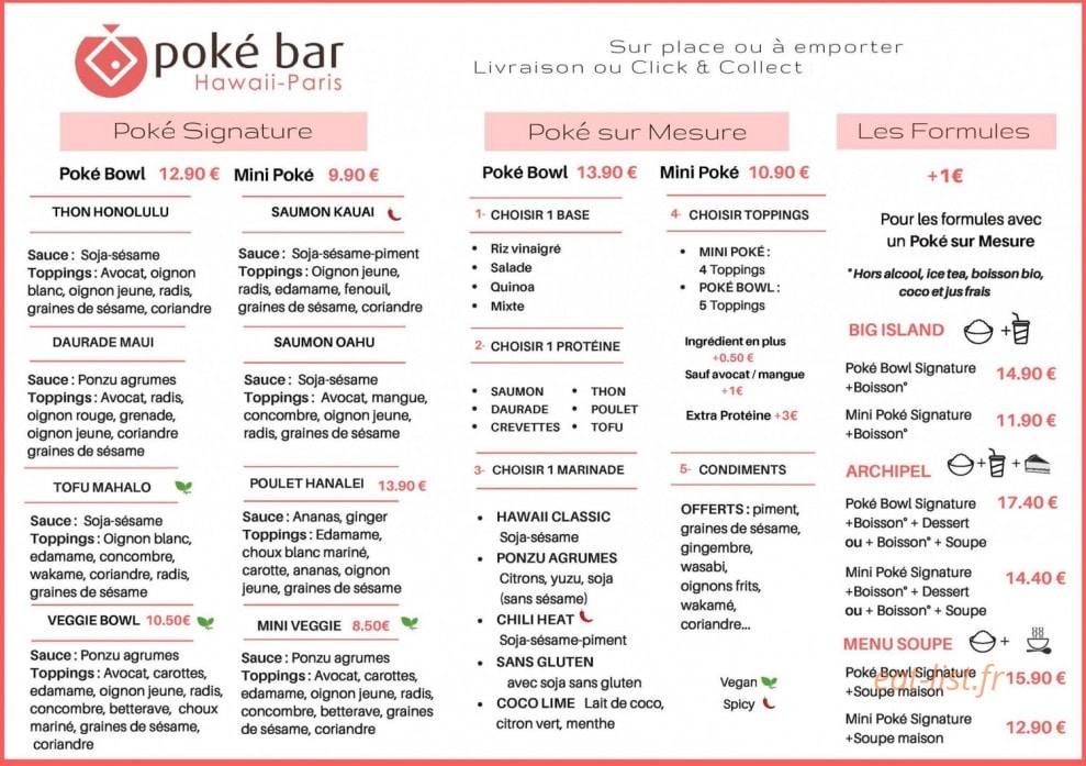 Poké Bar — carte page 1
