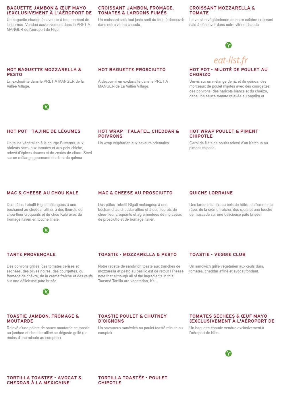 Prêt à manger — carte page 4