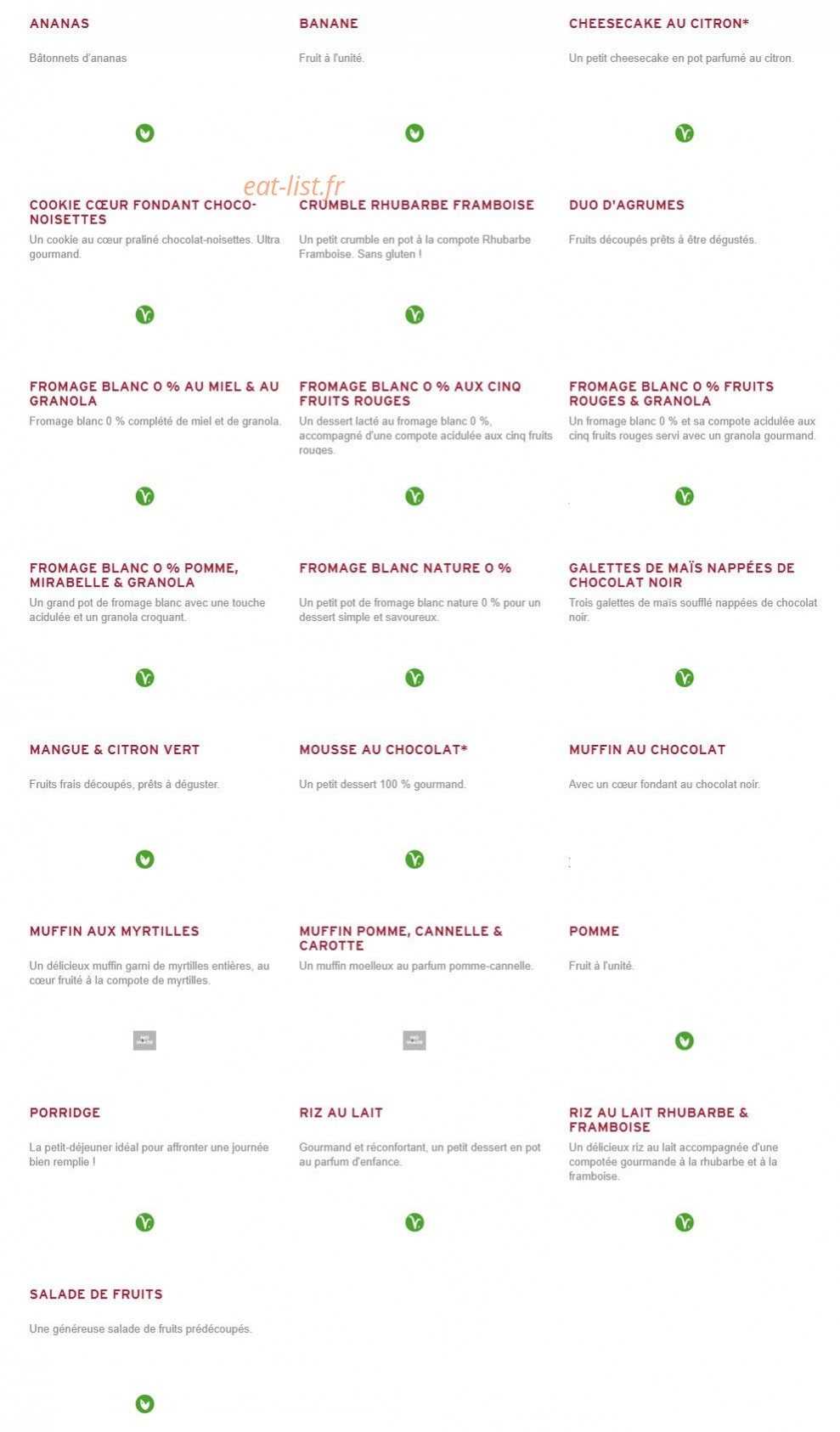 Prêt à manger — carte page 9