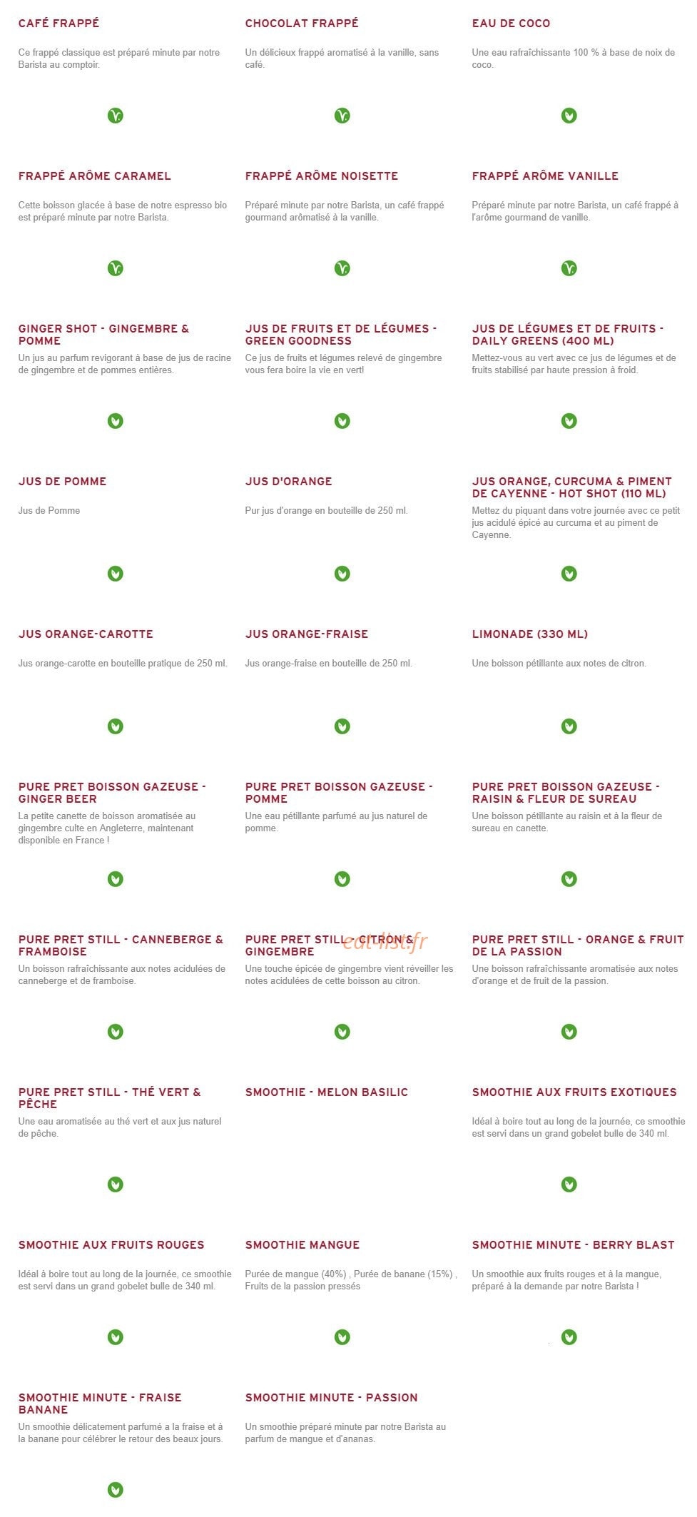 Prêt à manger — carte page 11