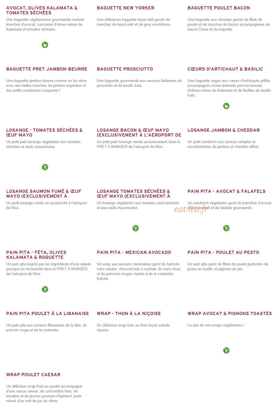 Prêt à manger — carte page 2