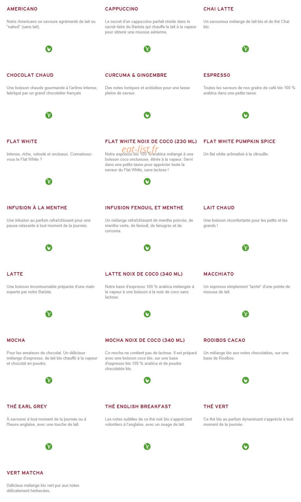 Prêt à manger — carte page 10