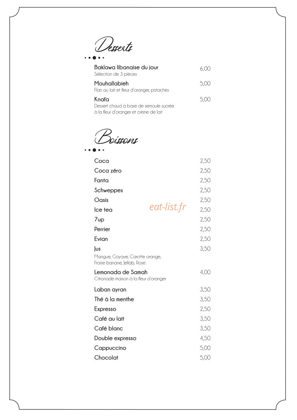 Samah Traiteur — carte page 4