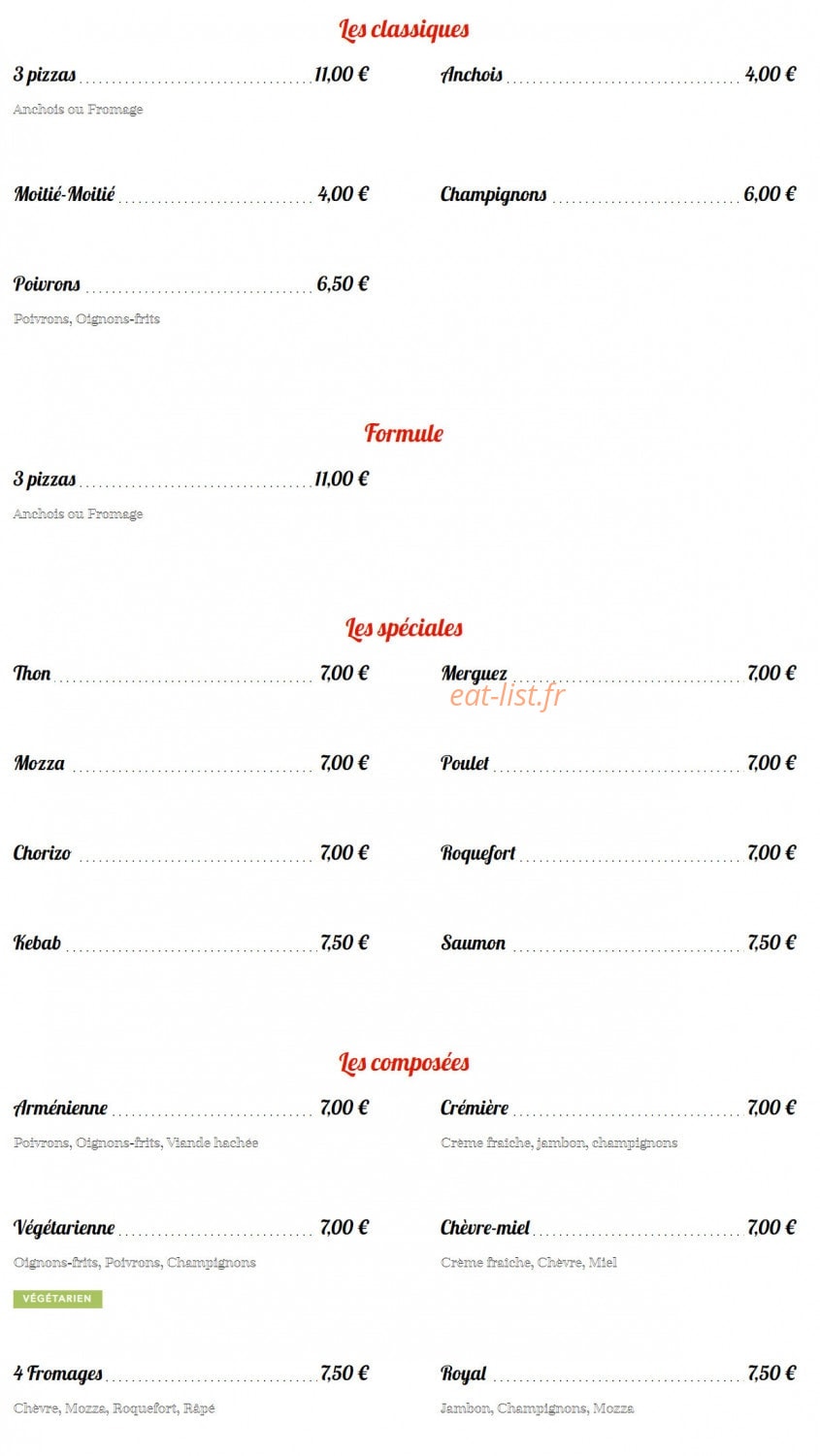 Snack Hanane — carte page 1