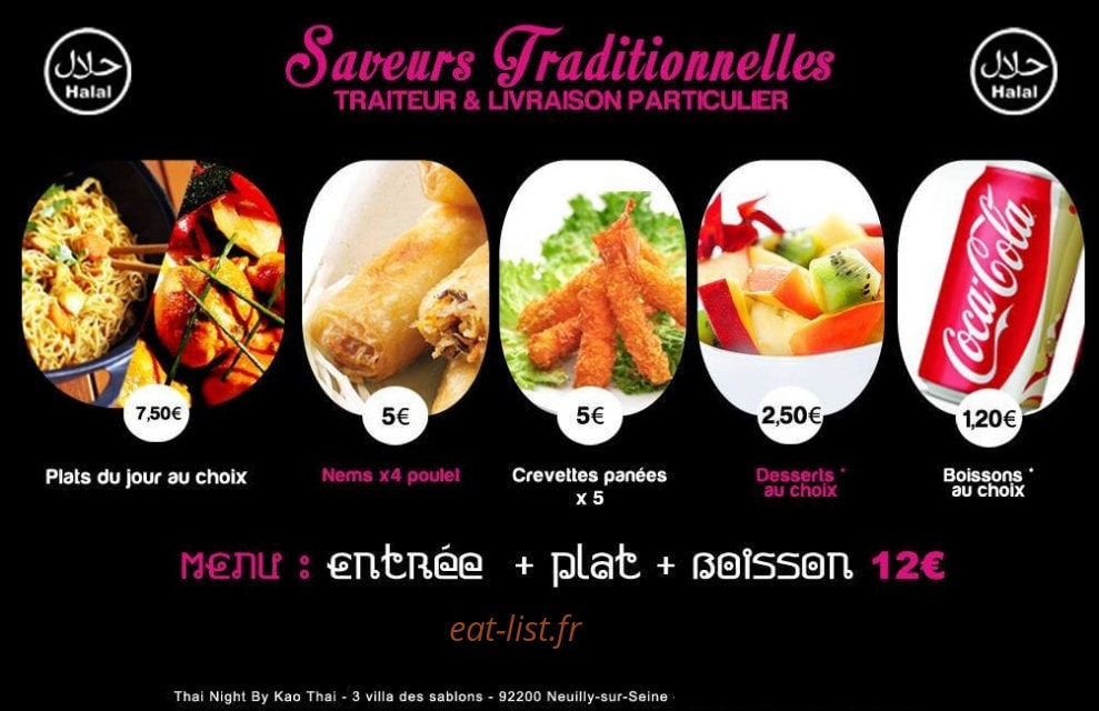 Thaï Night — carte page 1
