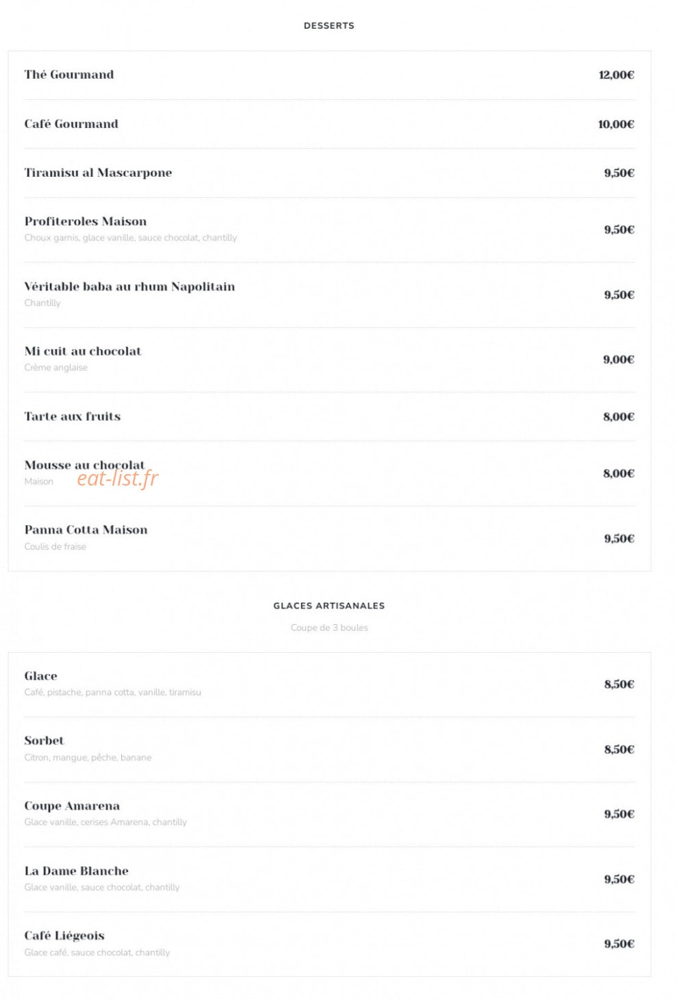 Trattoria Chic — carte page 6