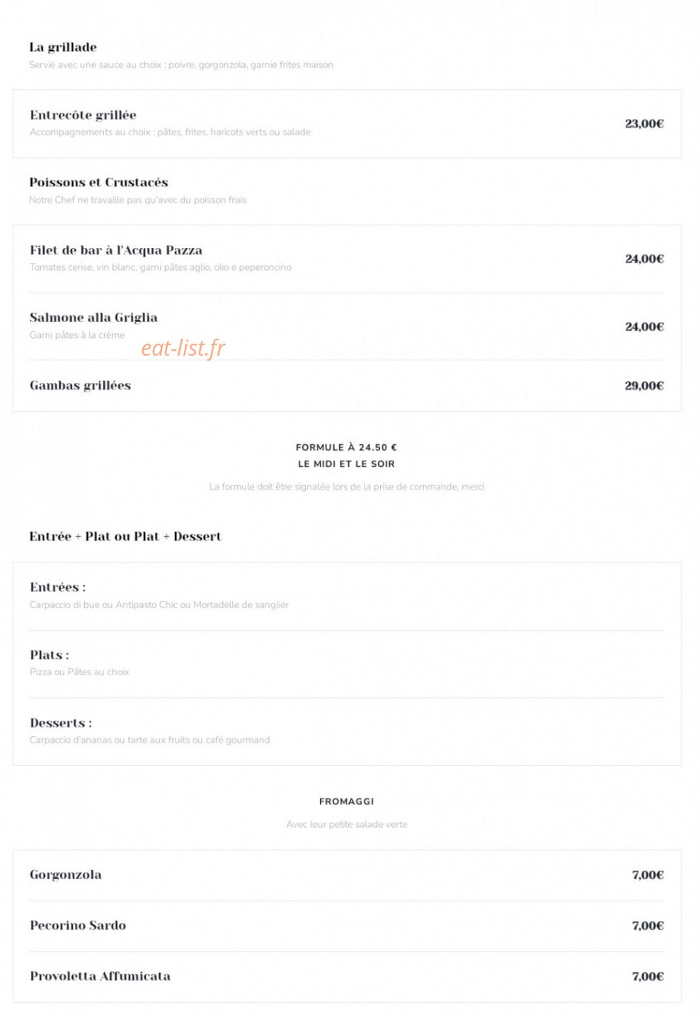 Trattoria Chic — carte page 5