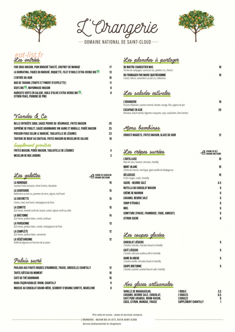 L'Orangerie — carte page 1