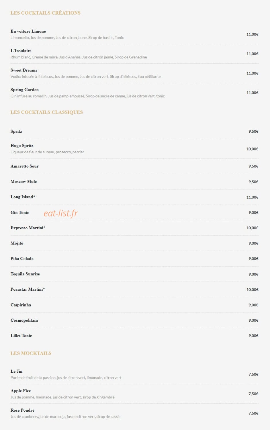 Le Comptoir de Saint Cloud — carte page 5