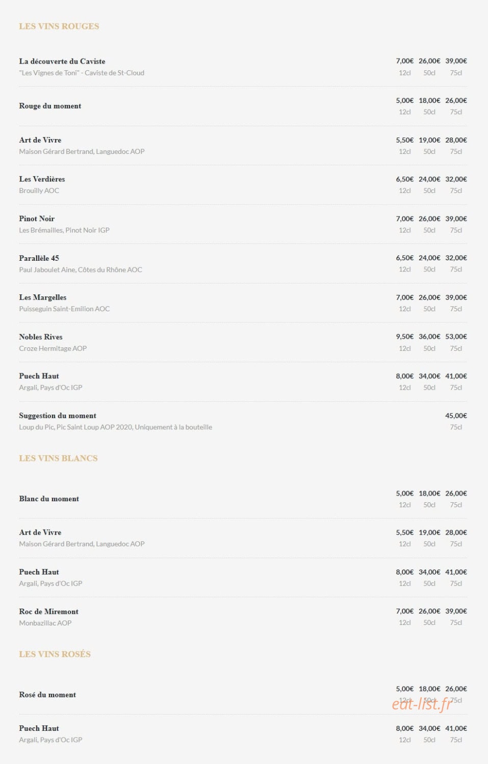 Le Comptoir de Saint Cloud — carte page 6