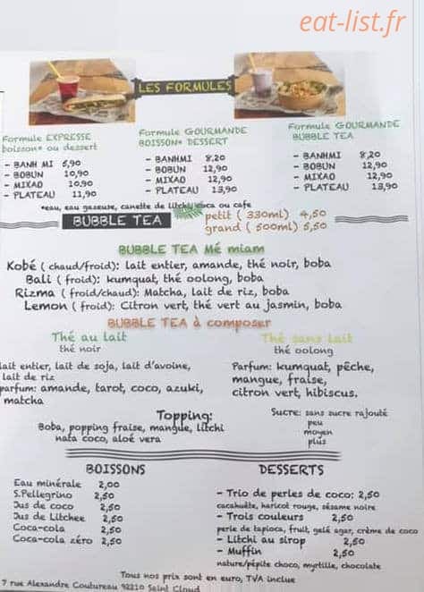 Me miam — carte page 2