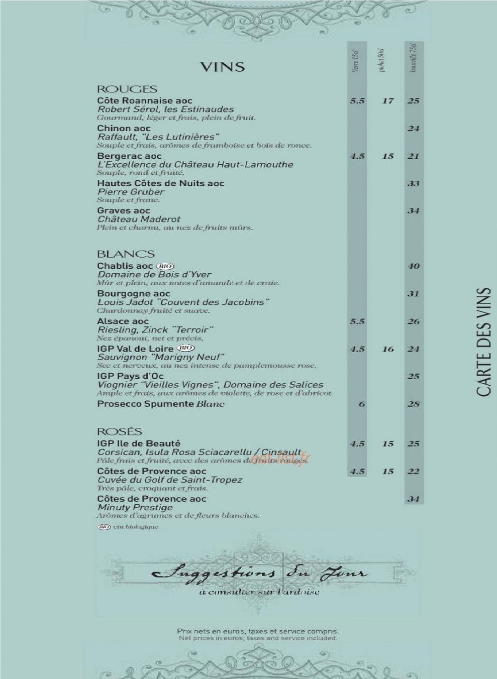 Monsieur — carte page 6