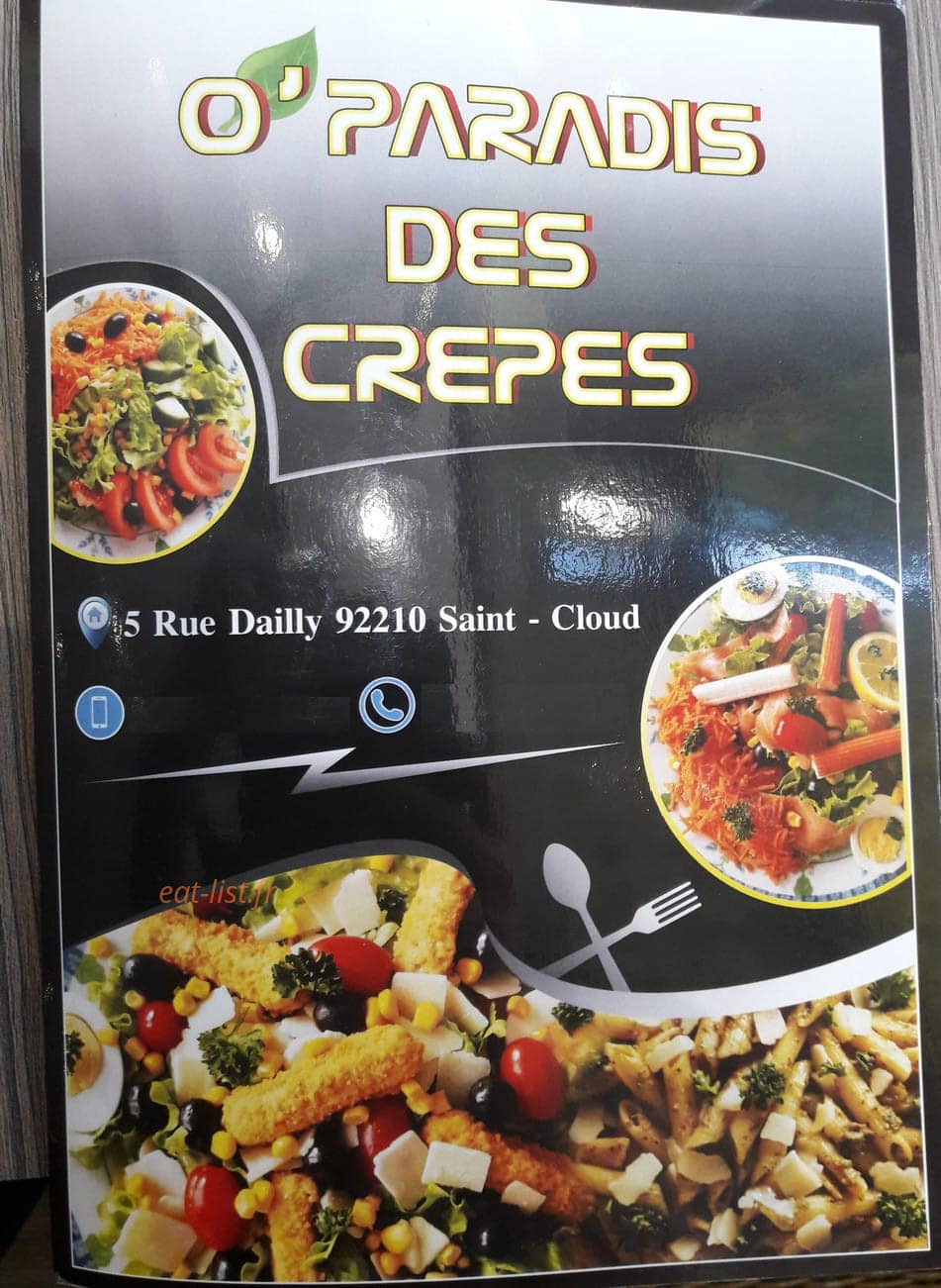 O'paradis Des Crepes — carte page 1