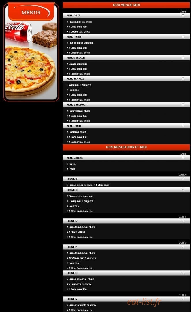 Super Pizza — carte page 1