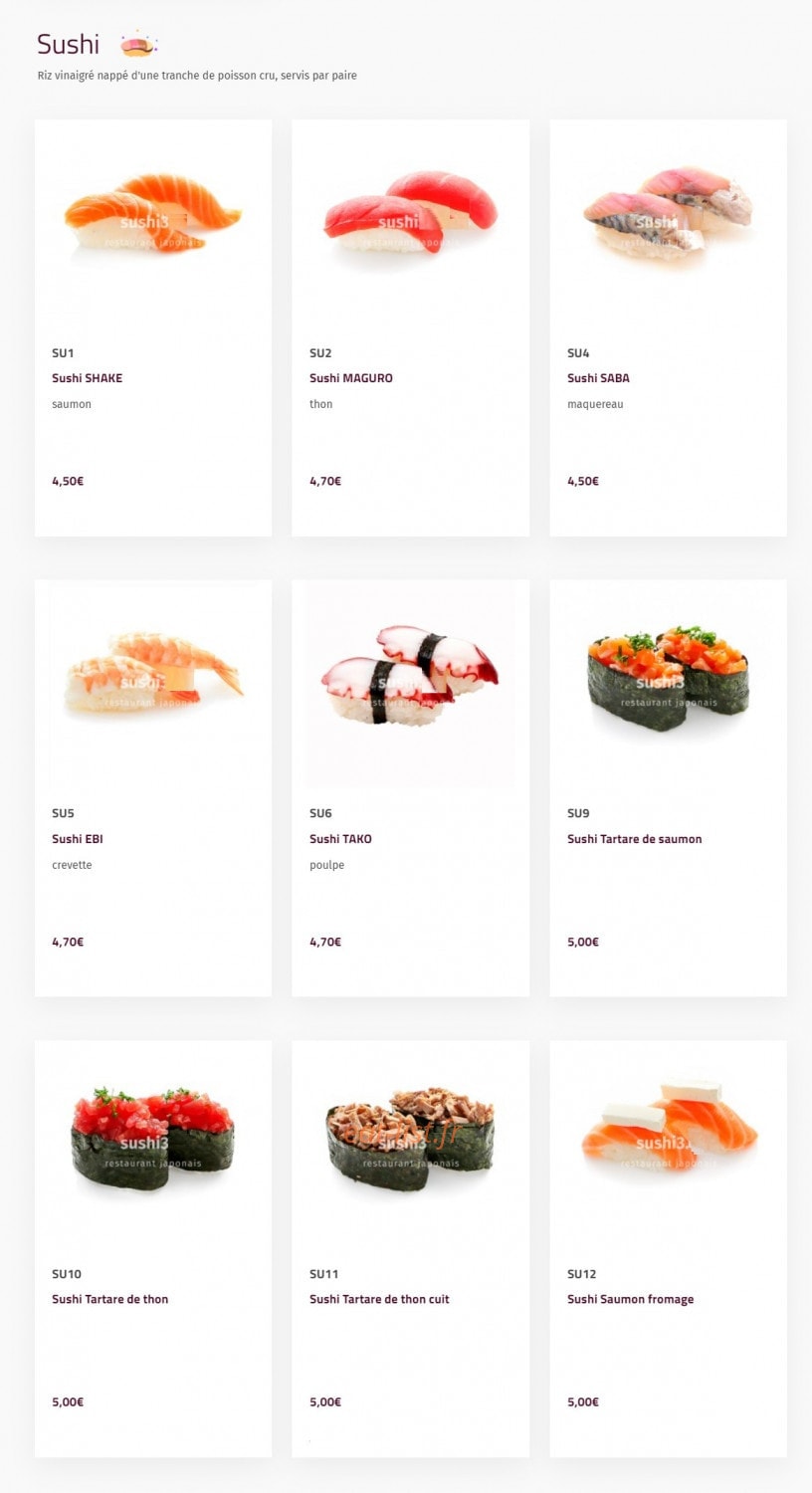 Sushi Trois — carte page 10