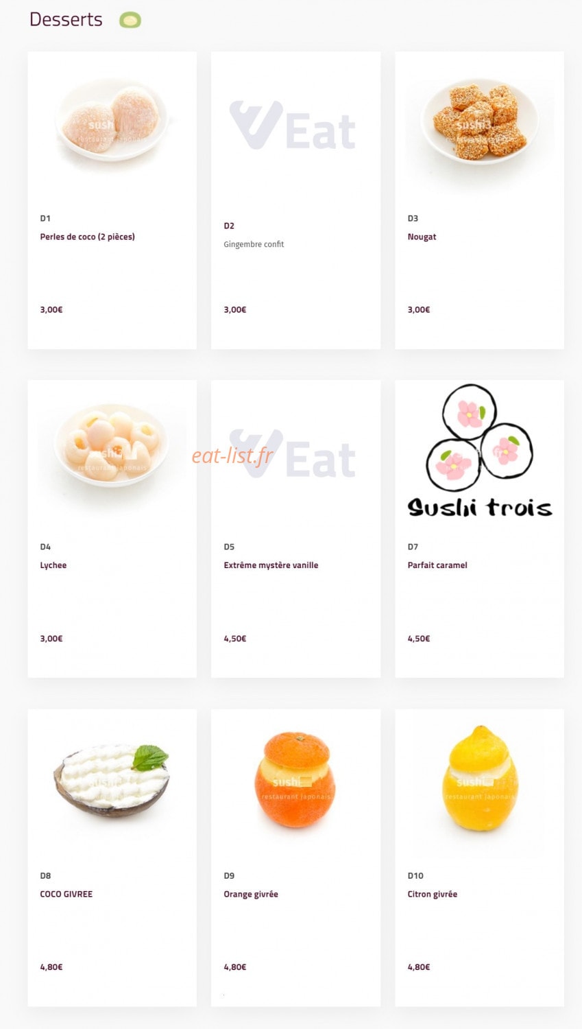 Sushi Trois — carte page 17