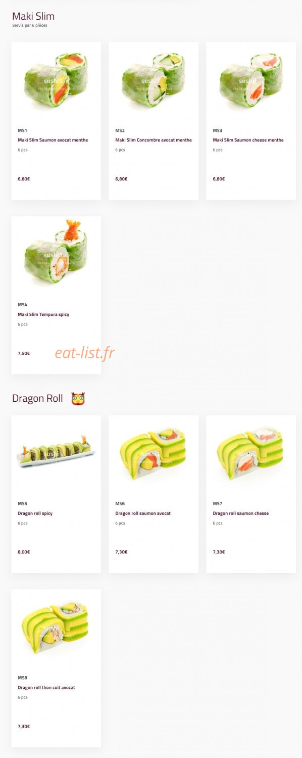 Sushi Trois — carte page 15