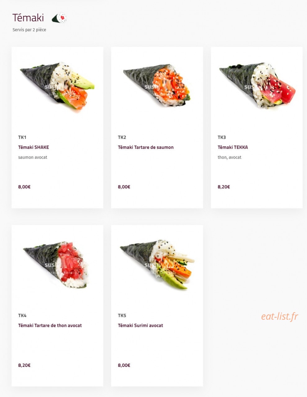 Sushi Trois — carte page 16