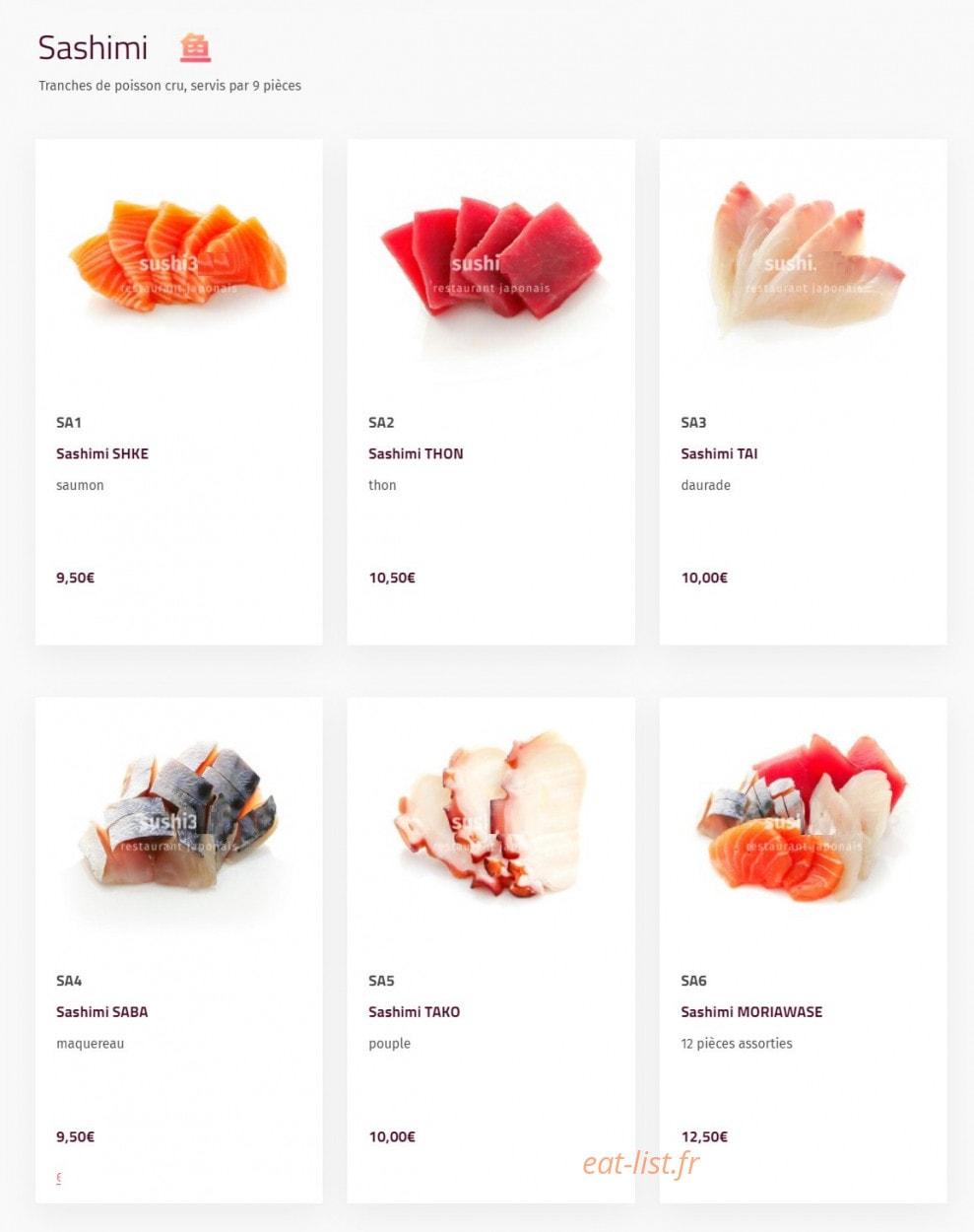 Sushi Trois — carte page 8
