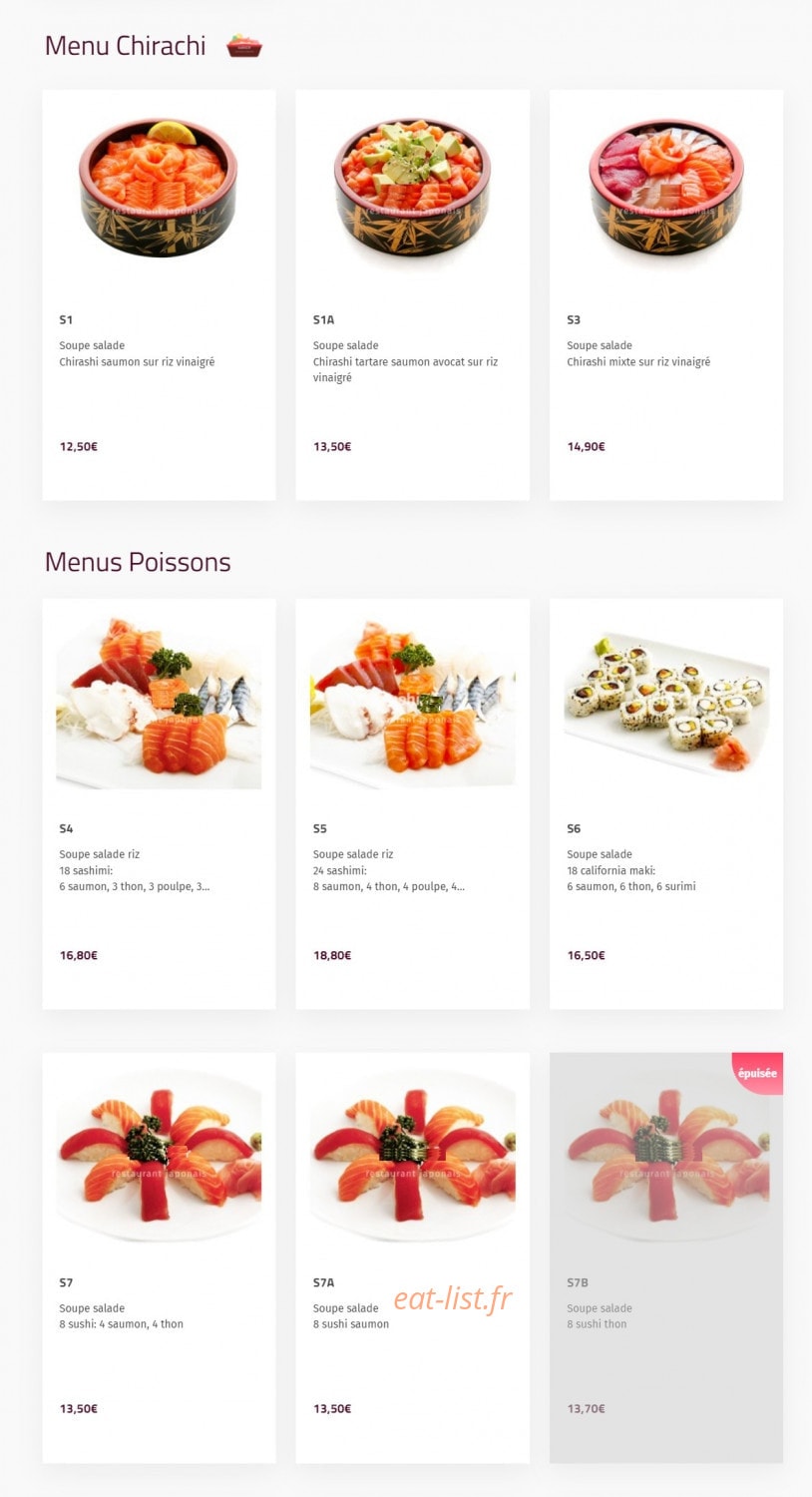 Sushi Trois — carte page 3