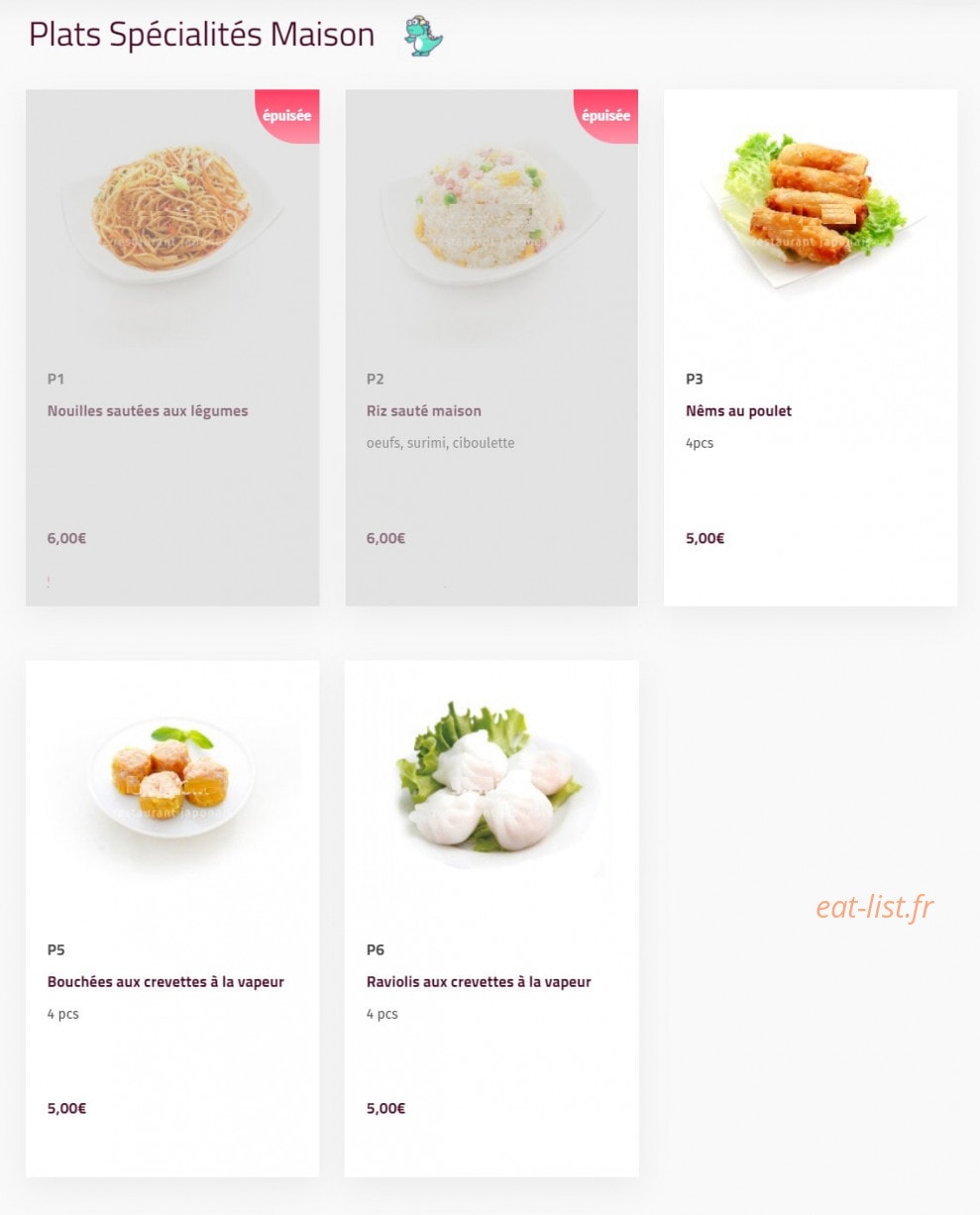Sushi Trois — carte page 1