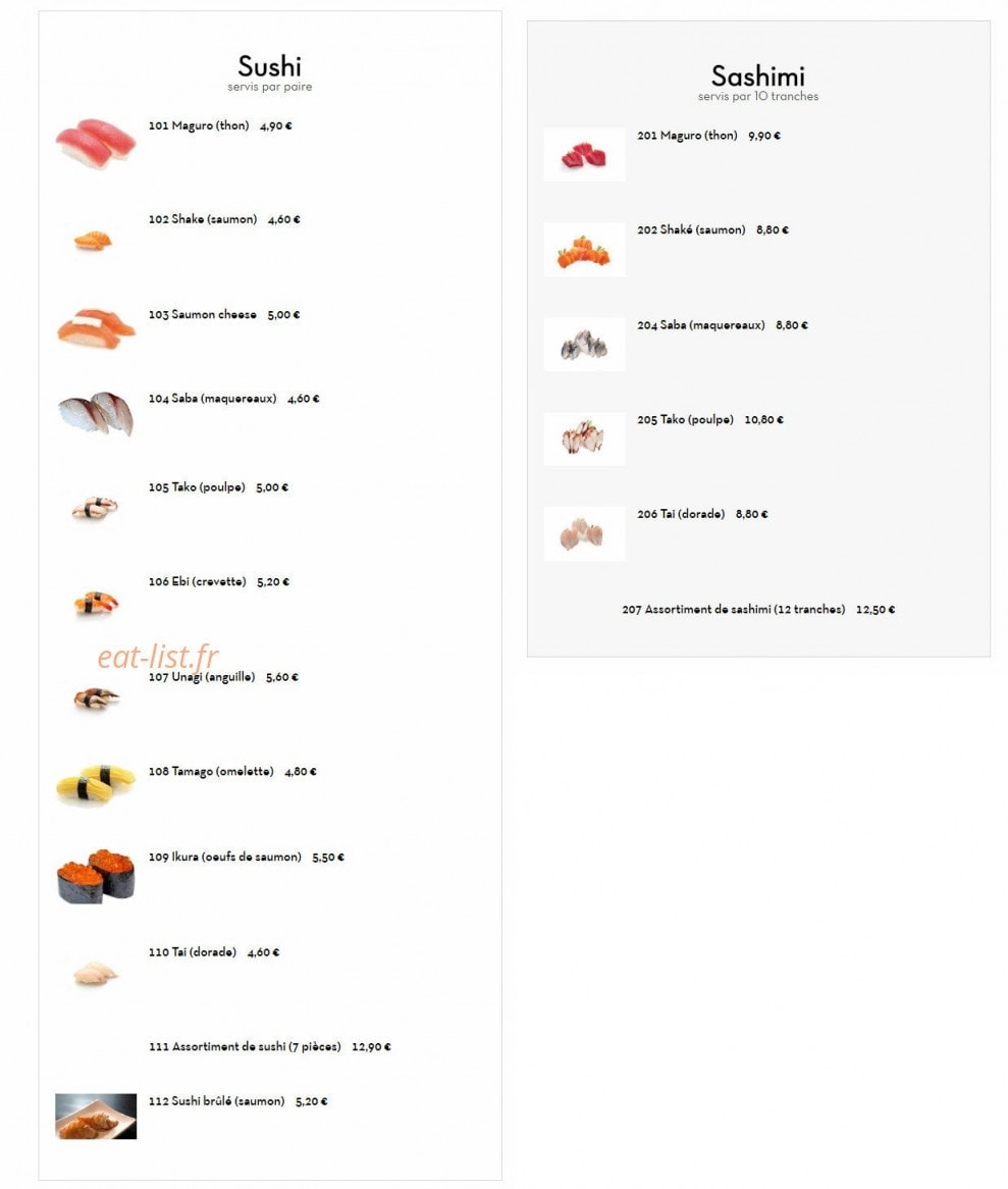 Win Sushi — carte page 2