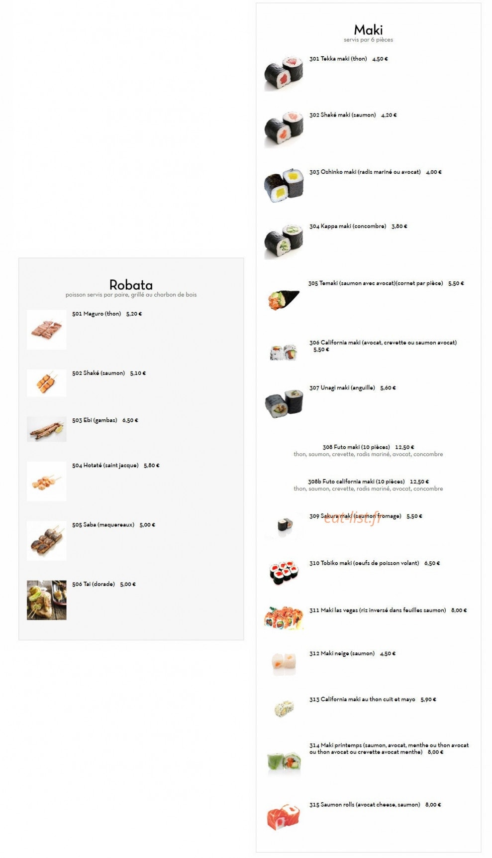Win Sushi — carte page 3