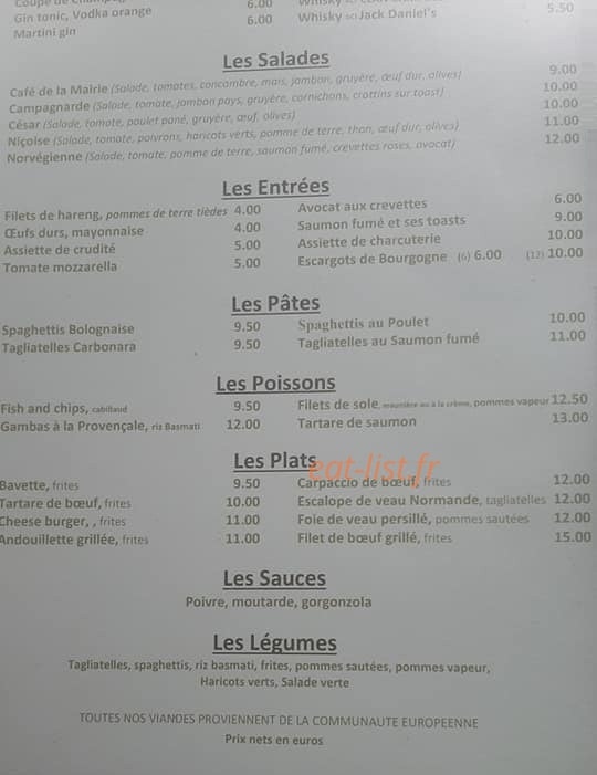 Café de la Mairie — carte page 1