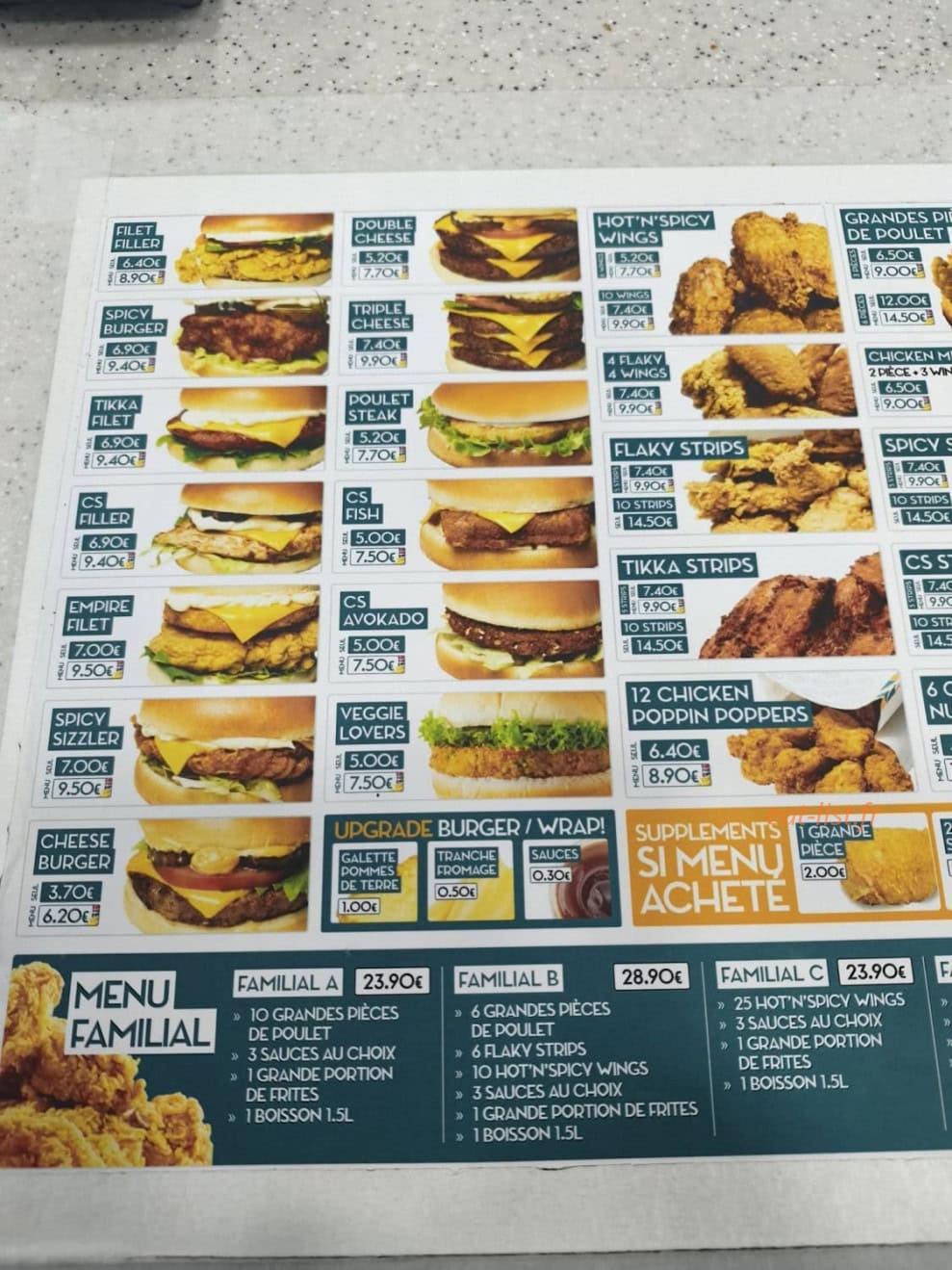 Chicken Spot — carte page 1